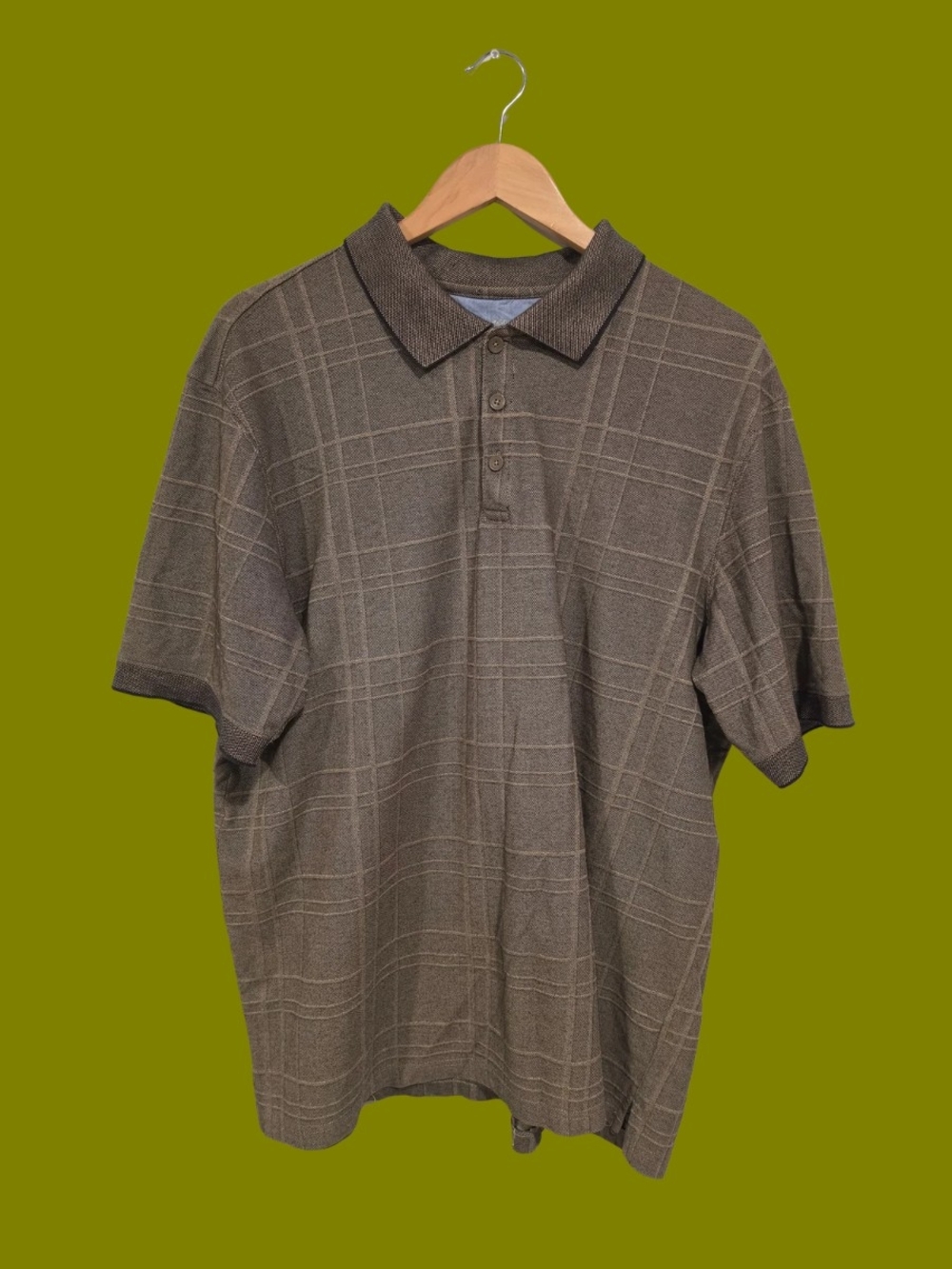 Vintage Brown Plaid Polo Shirt